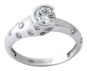 Pasziánsz gyémánt platina gyűrű