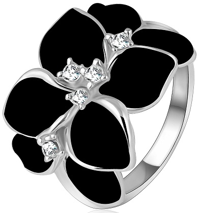 Gyönyörű fekete platina gyűrű