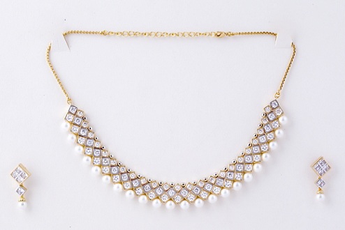 Kundan gyémánt nyaklánc tervezés gyöngyökkel