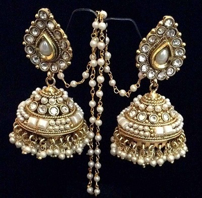 Brudeperle Etnisk Jhumkas