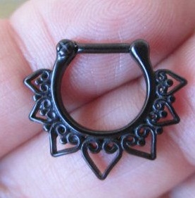 Sort metal næse ring