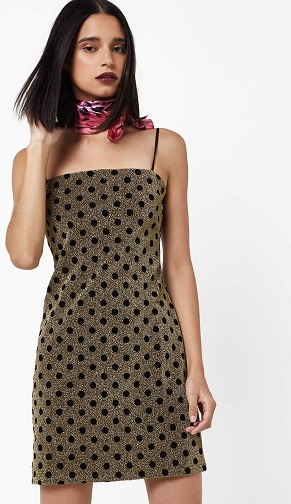 Guld Polka Dot Bodycon kjole