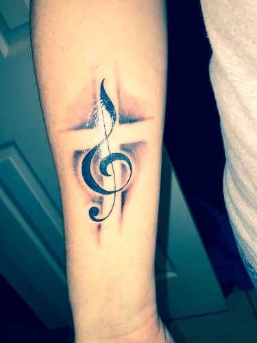 Musical Cross Tattoo Design