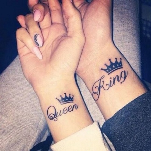 King & amp; Dronning matchende tatoveringer til par
