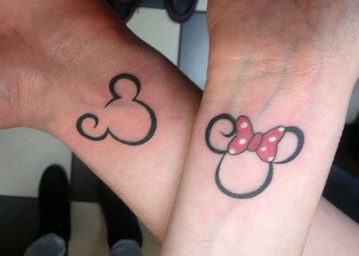 Mickey og Minnie Matching Par Tattoo