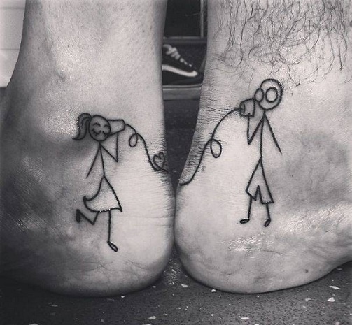 Dreng & amp; Pige Matching Line Tattoo