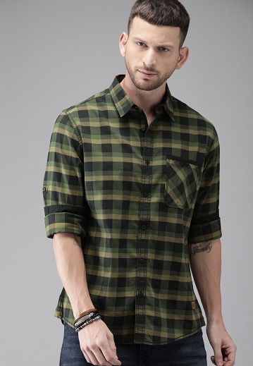 Grøn Regular Fit skjorte til mænd