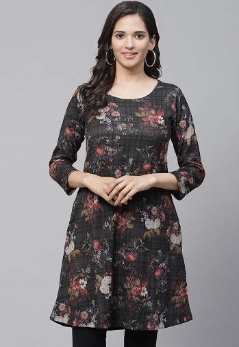 A-Line Short Floral Kurti