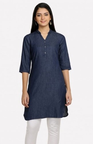 Denim Straight Short Kurti