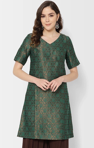 Brocade rövid V nyakú Kurti