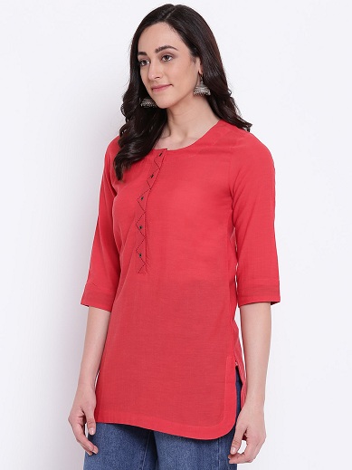 Rød almindelig skjorte Kurta