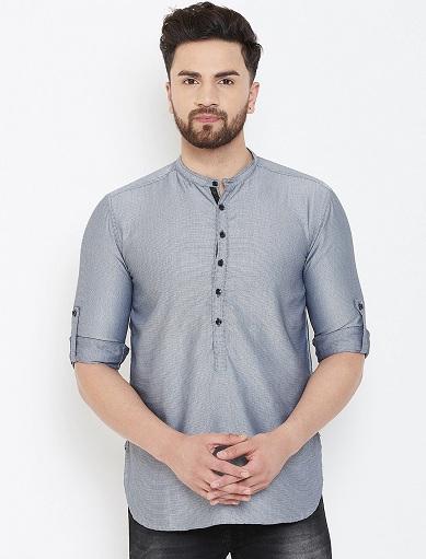 Grå vævet design Straight Kurta