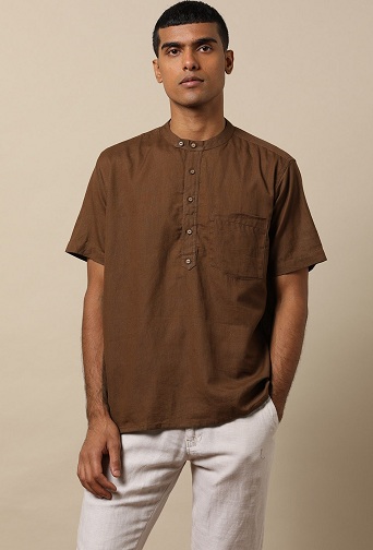 Brun mænds fritidsskjorte Kurta