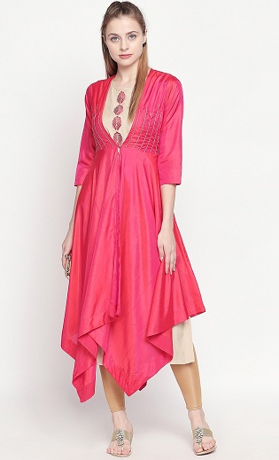 Georgette asymmetrisk Kurta