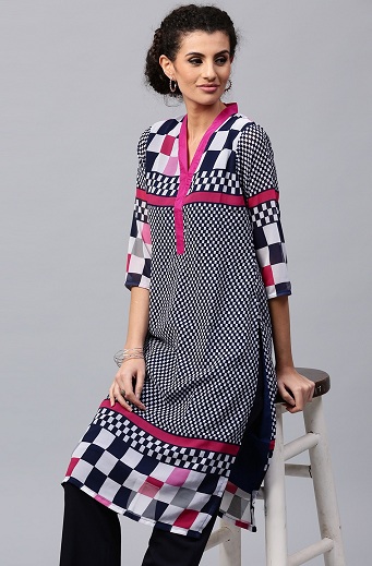 Tjekket Georgette Kurta