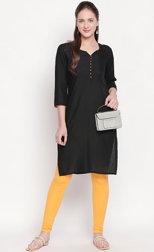 Almindelig Georgette Kurti med rund hals