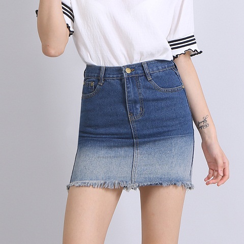 Faded Denim Short Nederdel