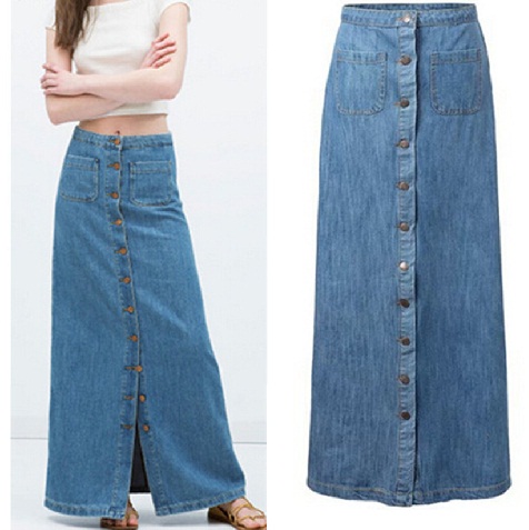 Lang Straight Jeans Nederdele