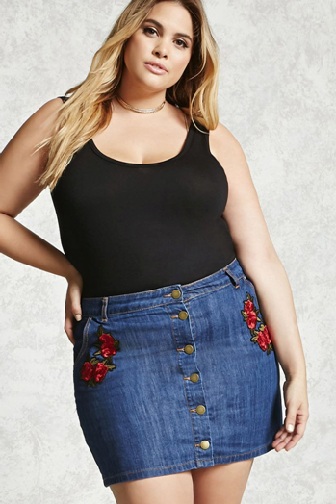 Plus Size denim nederdel