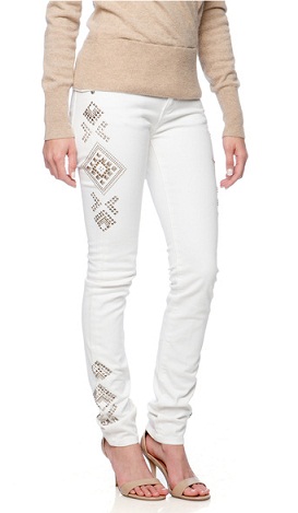 Studded White Skinny Jeans
