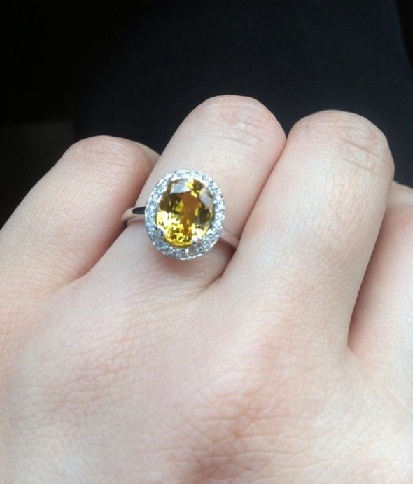Sárga zafír drágakő jegygyűrű
