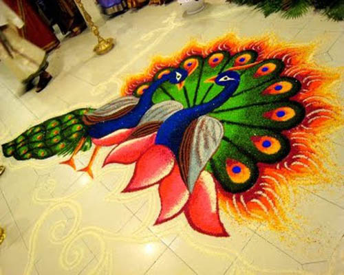 Smuk påfugl Rangoli