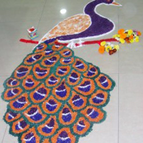 Egyszerű páva Rangoli Designs