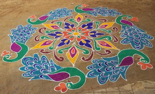 Rangoli több pávával