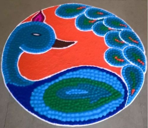 Beaded Peacock Rangoli