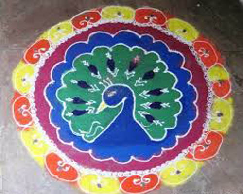 Egyszerű és színes Rangoli Design