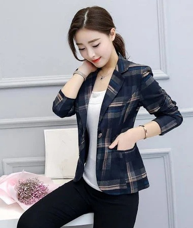 Plaid blazer til kvinder
