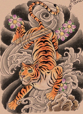 Japansk Tiger Animal Tattoo Design