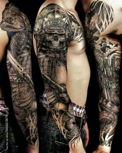 Harcos teljes ujjú tetoválás