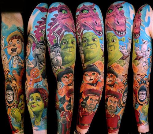 Tegneserie fuldærmet tatovering