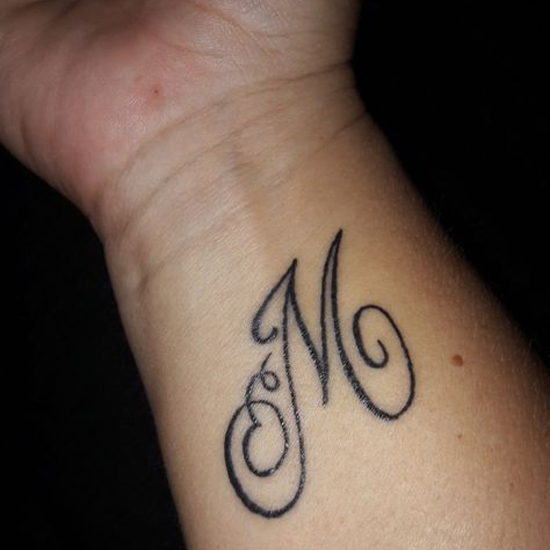 M Letter Tattoo Designs on Hand