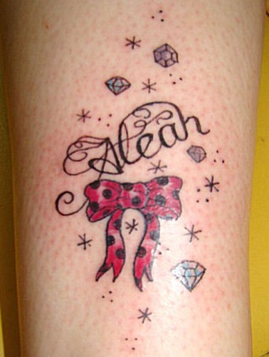 Bow Ribbon Name Tattoo Ideas