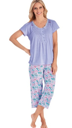 Smocked top med Capri pyjamasæt