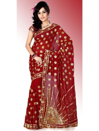 Fancy Sarees-Red Fancy Designer Saree 6