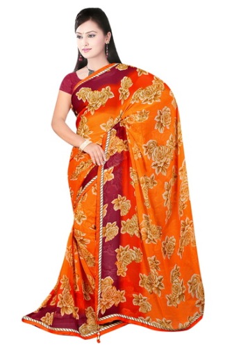 Fancy Sarees-egyszerű, de díszes pamut színes Saree 13