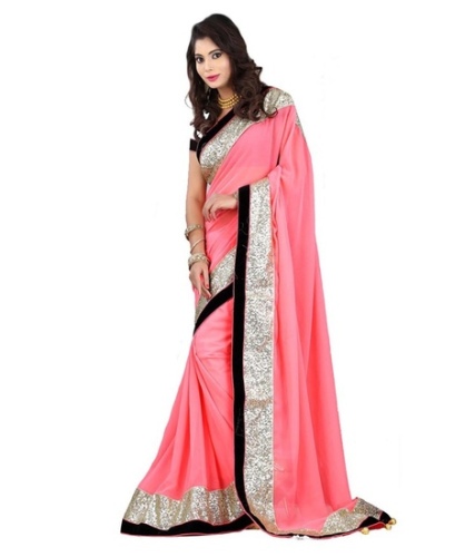 Fancy Sarees-Bollywood tervező Pink and Georgette Fancy Saree 23