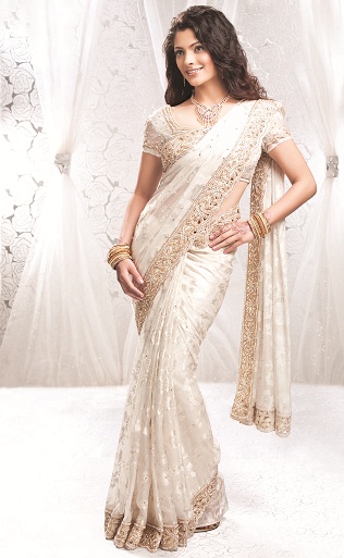 Fehér Fancy Saree