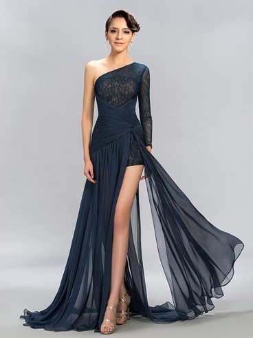 One Shoulder Front Slit Designer aftenkjole