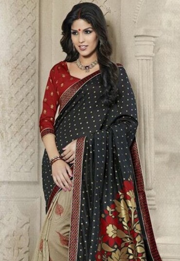 The Black And Cream Banarasi Saree