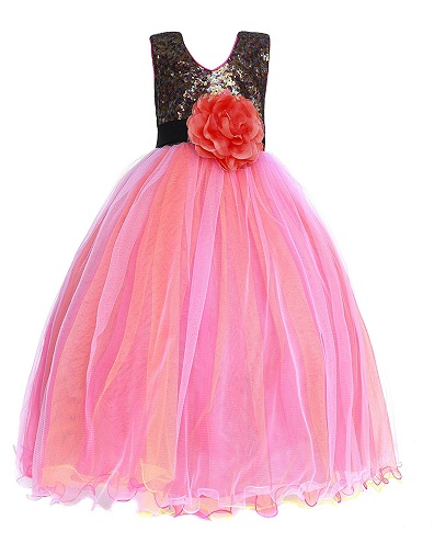 Flerfarvet flerlags kjole