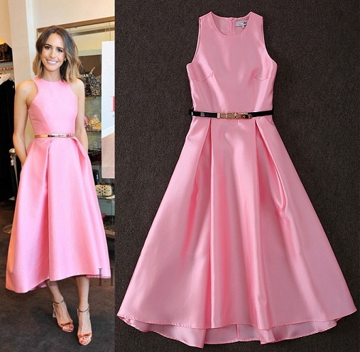 Sød pink satin fødselsdagskjole