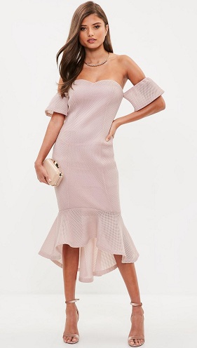 Fishnet Bardot Midi fødselsdagskjole