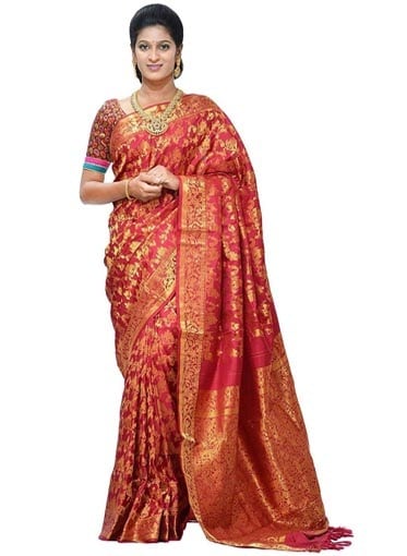 Forførende rød Uppada Saree