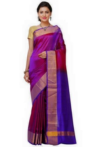 Multi Color Plain Uppada Pattu Saree