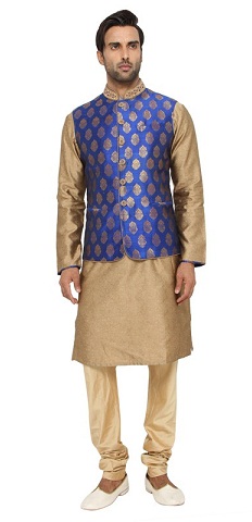 Golden Kurta med Blue Koti