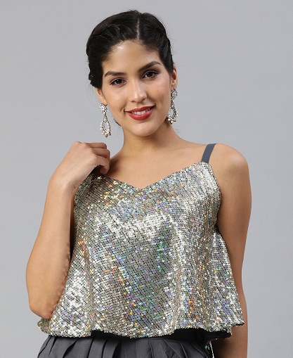 Partywear Sequin ujjatlan felső